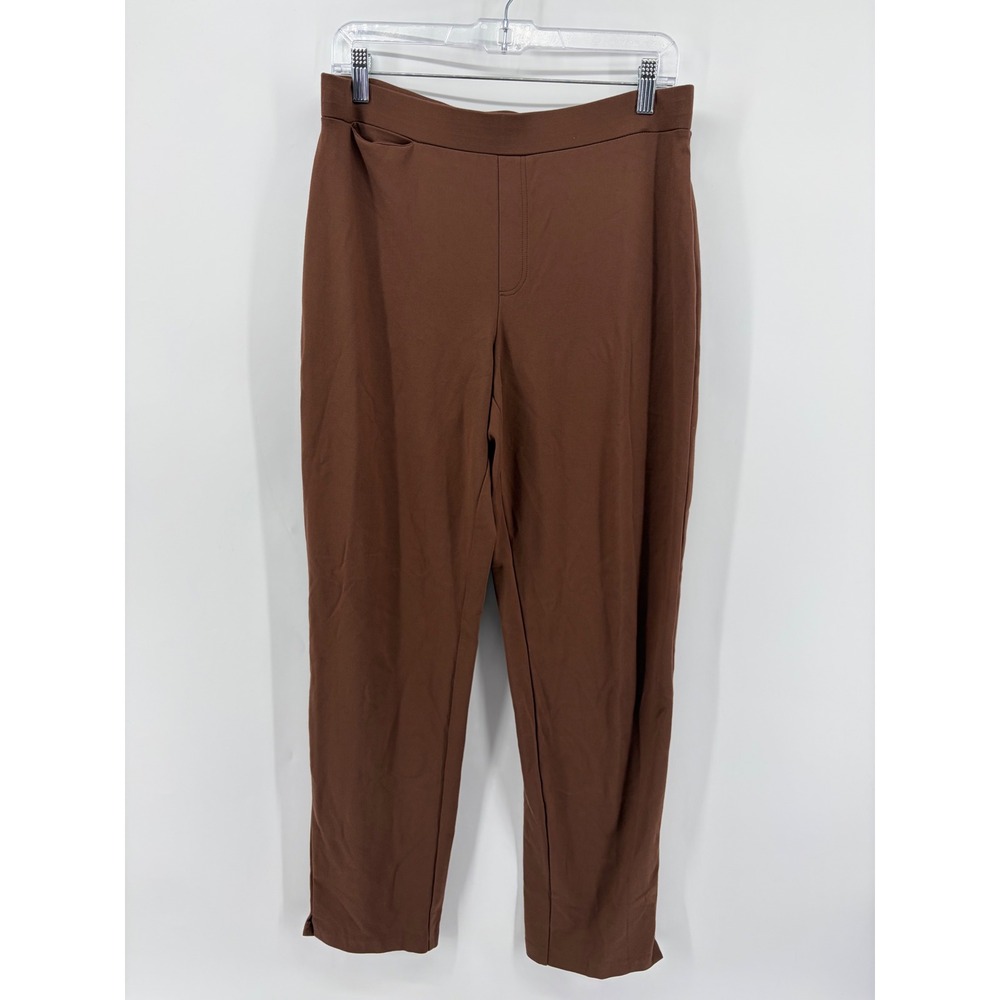 Susan Graver Womens M Brown Tapered Pants Elastic Waist Pull On Ponte Ankle